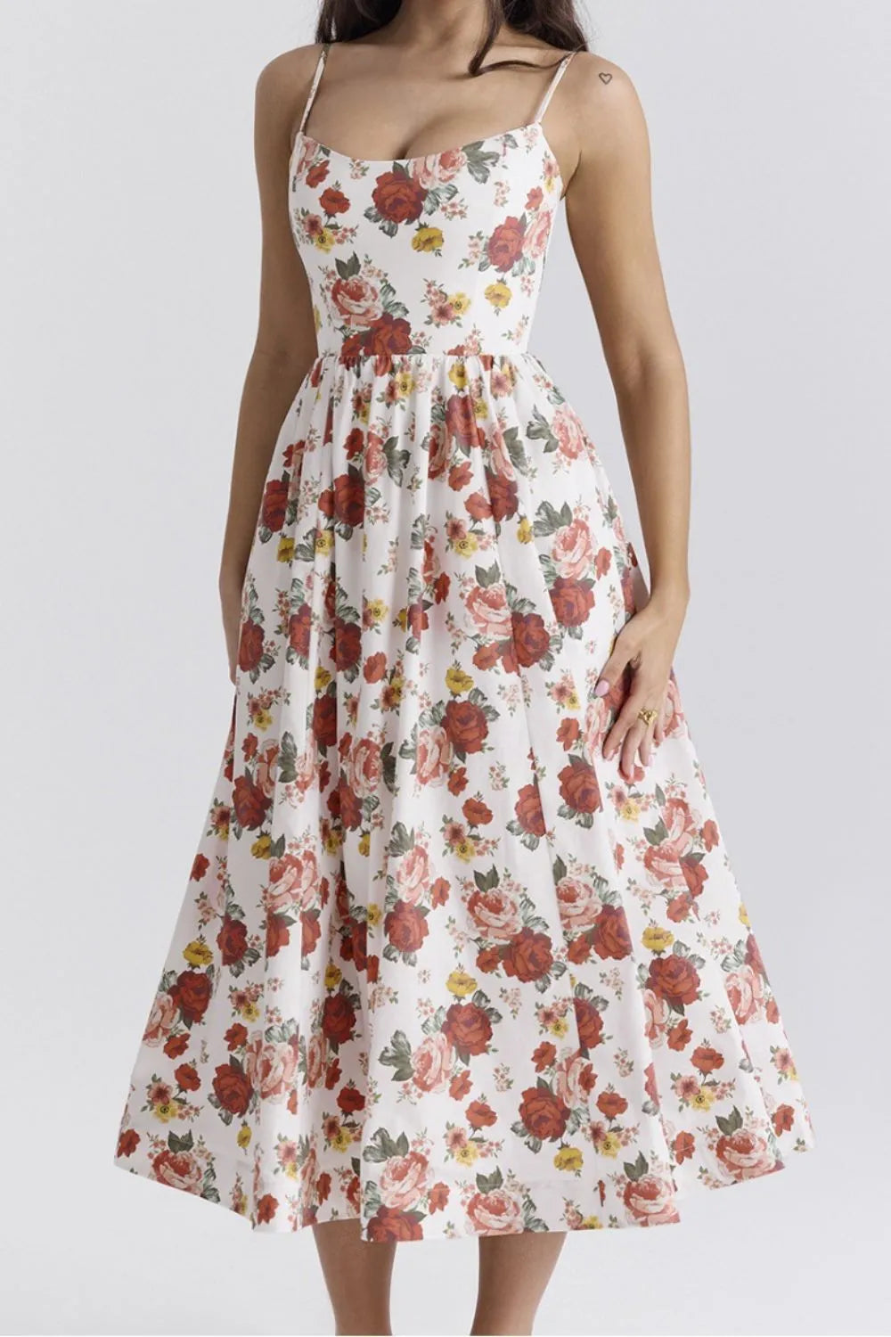 Floral Print Spaghetti Strap Midi Dress - Blushé Belle