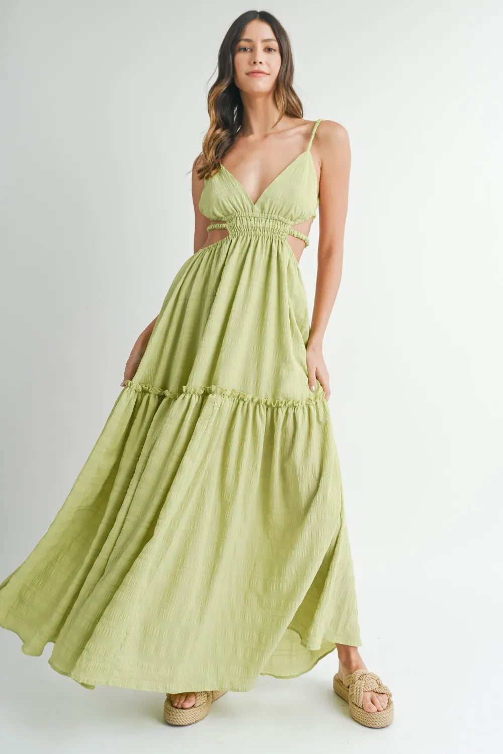MABLE Cutout Waist Backless Maxi Dress - Blushé Belle