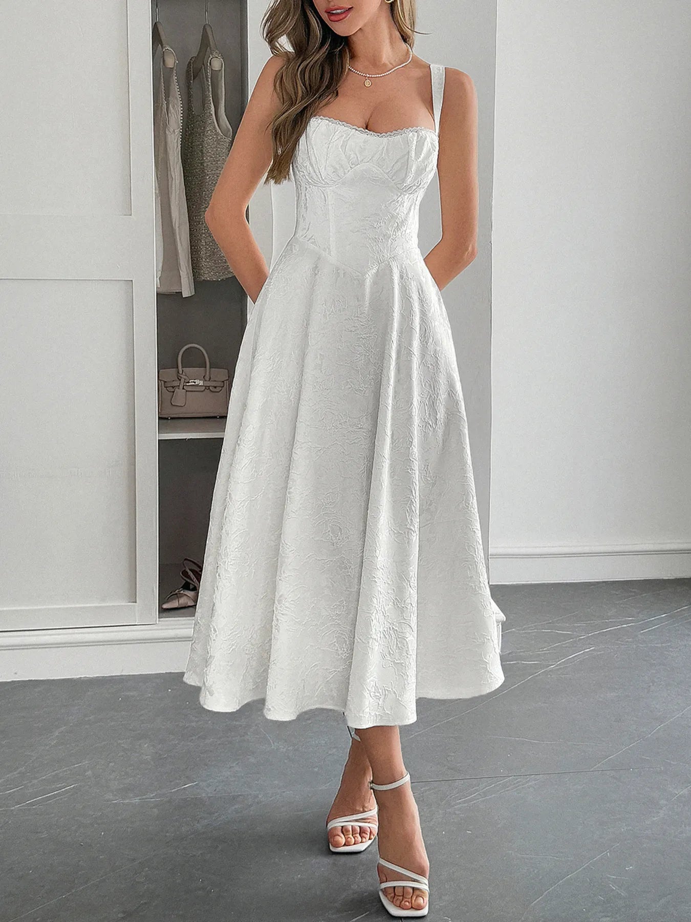 Lace-Up Sleeveless Midi Dress - Blushé Belle