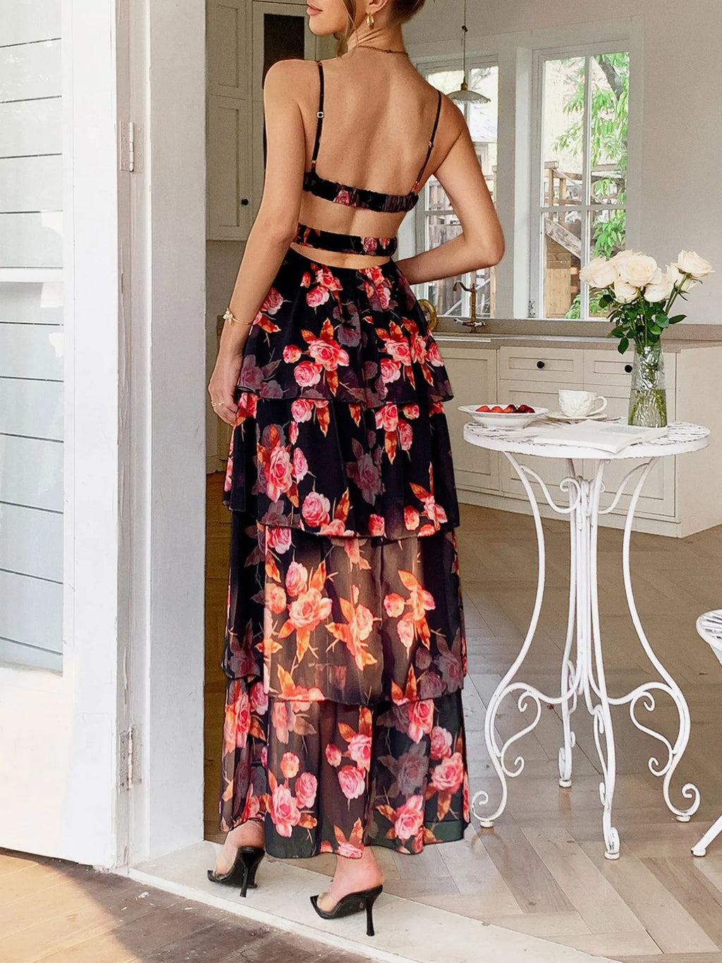 Floral Print Layered Maxi Cami Dress - Blushé Belle