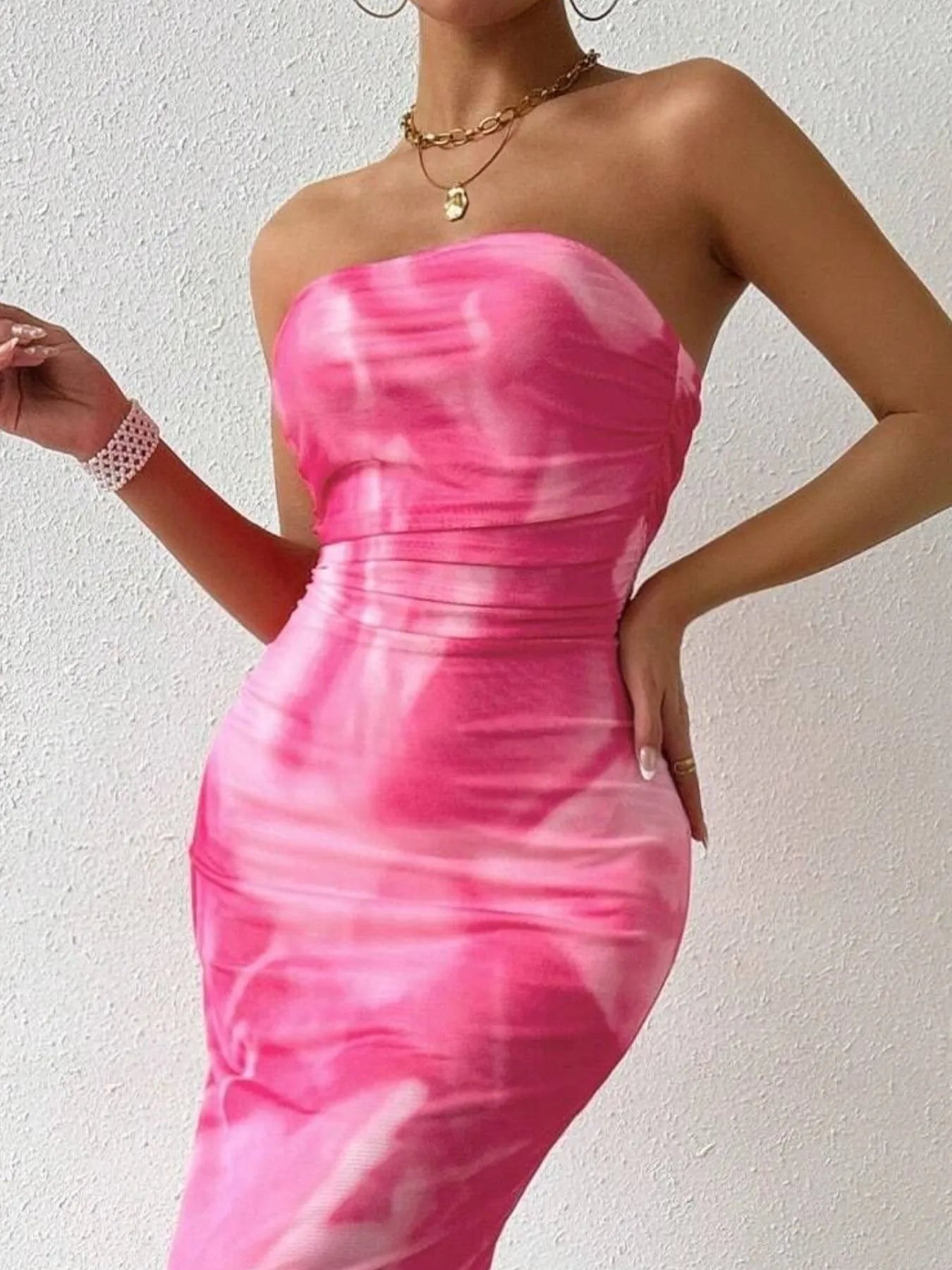 Printed Side Slit Tube Dress - Blushé Belle