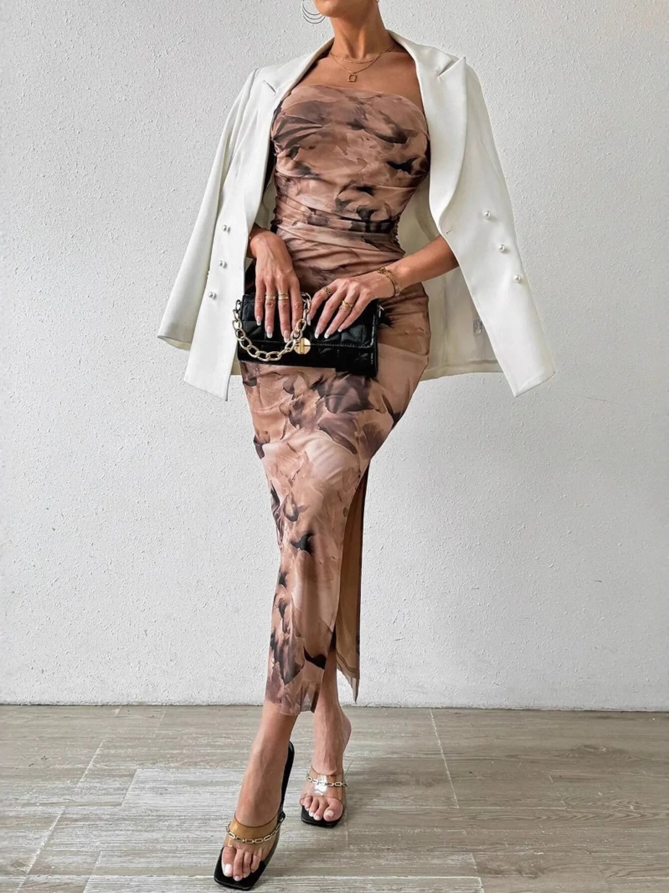 Printed Side Slit Tube Dress - Blushé Belle