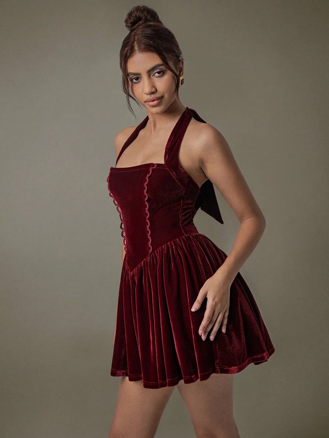 Velvet Halter Skater Dress - Blushé Belle