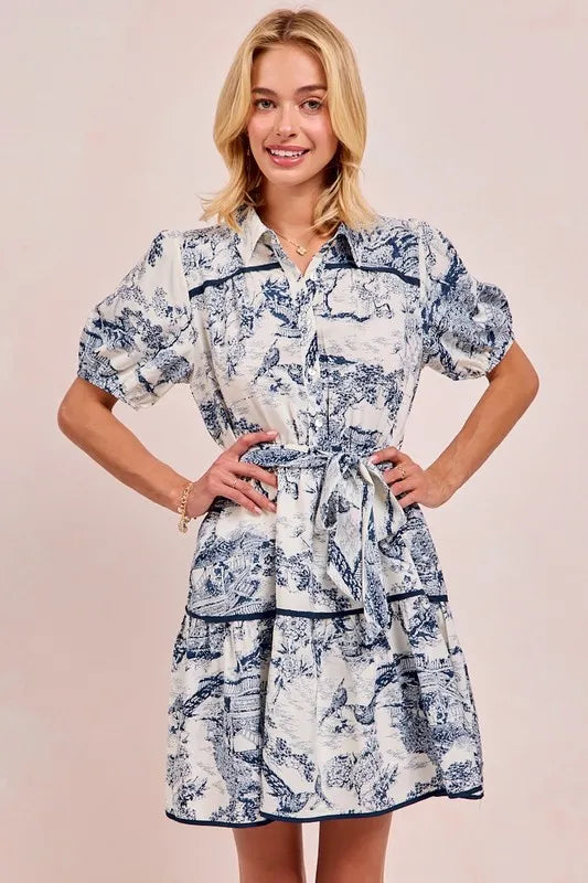BiBi Woven Printed Tiered Dress - Blushé Belle