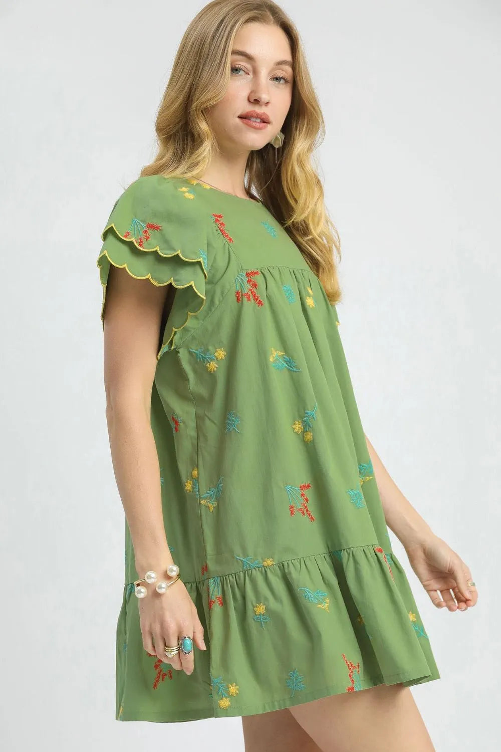 Umgee Floral Embroidered Short Sleeve Mini Dress - Blushé Belle