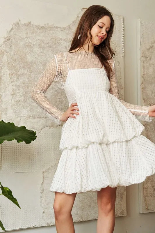 Davi & Dani Checker Print Side Pockets Textured Mini Dress - Blushé Belle