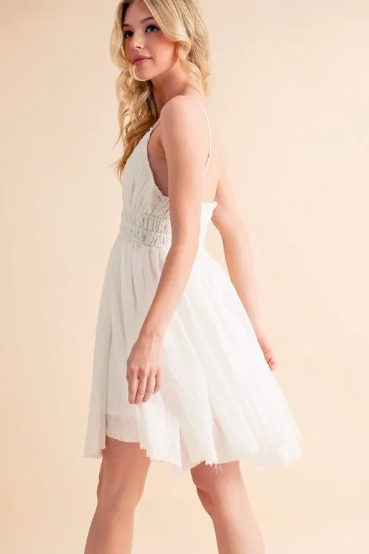 Aemi+Co Lace Detail Mini Cami Dress - Blushé Belle