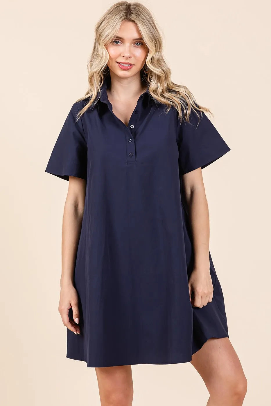 Mittoshop Poplin Collar Pleated Back Mini Dress - Blushé Belle