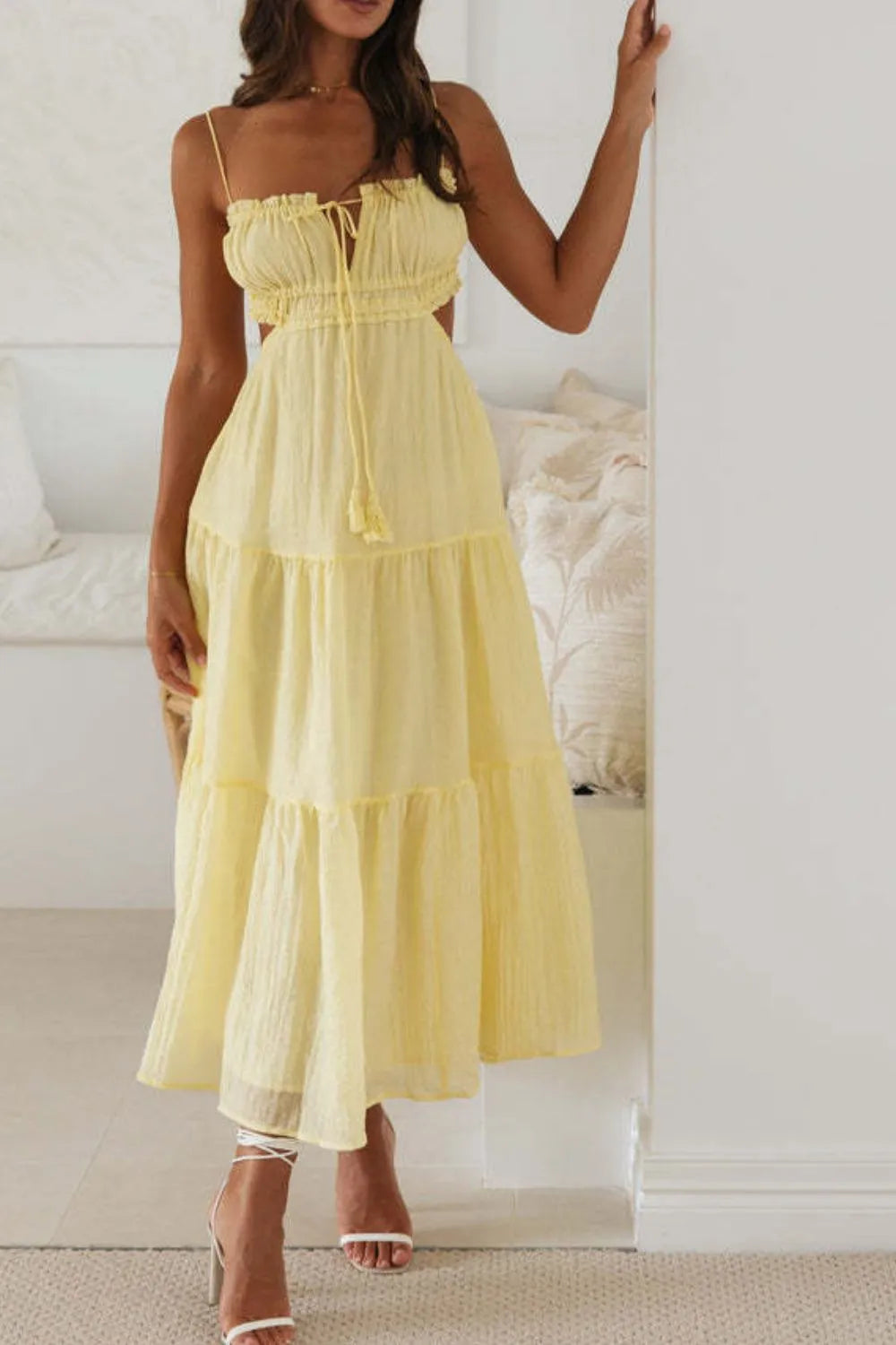 Cutout Square Neck Midi Cami Dress - Blushé Belle
