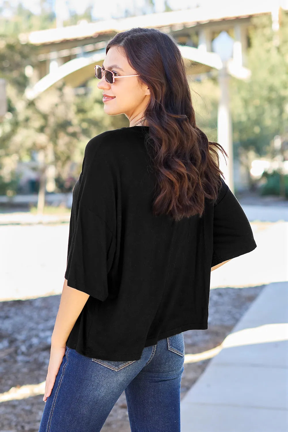 Basic Bae Full Size Round Neck Drop Shoulder T-Shirt - Blushé Belle