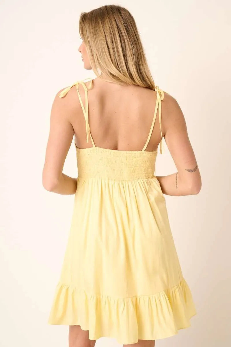 Mittoshop Ruched Detail Spaghetti Tie Mini Dress - Blushé Belle