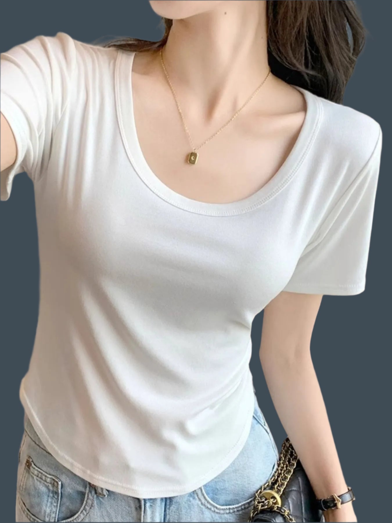Plus Size Round Neck Short Sleeve T-Shirt - Blushé Belle