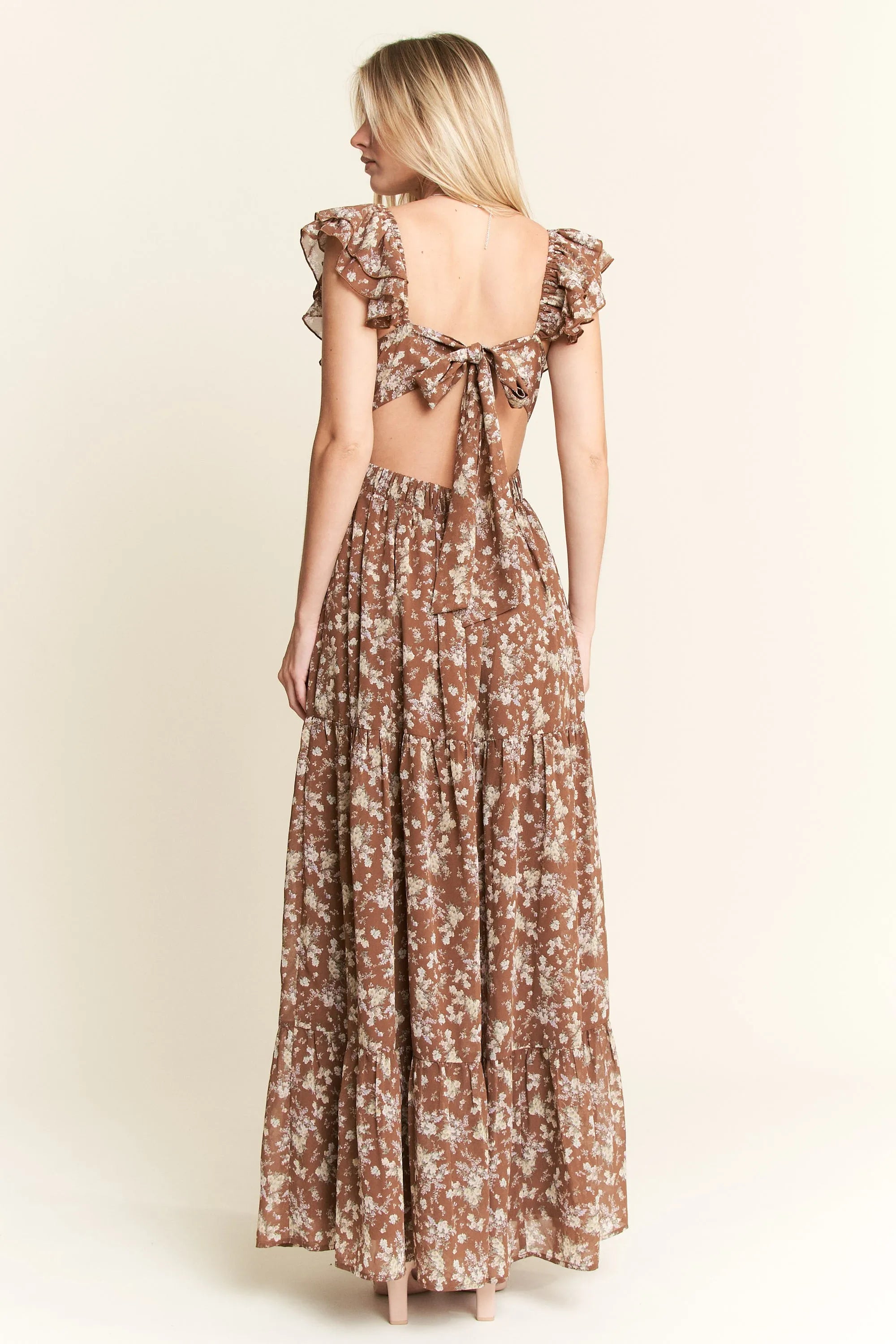 Jade By Jane Ruffle Sleeve Tiered Maxi Dress - Blushé Belle