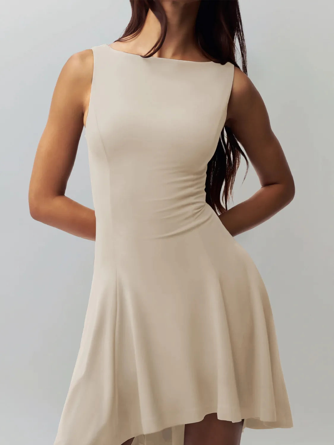 High-Low Round Neck Sleeveless Dress - Blushé Belle