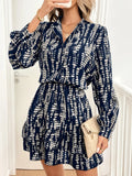 Printed Long Sleeve Shirt Dress - Blushé Belle