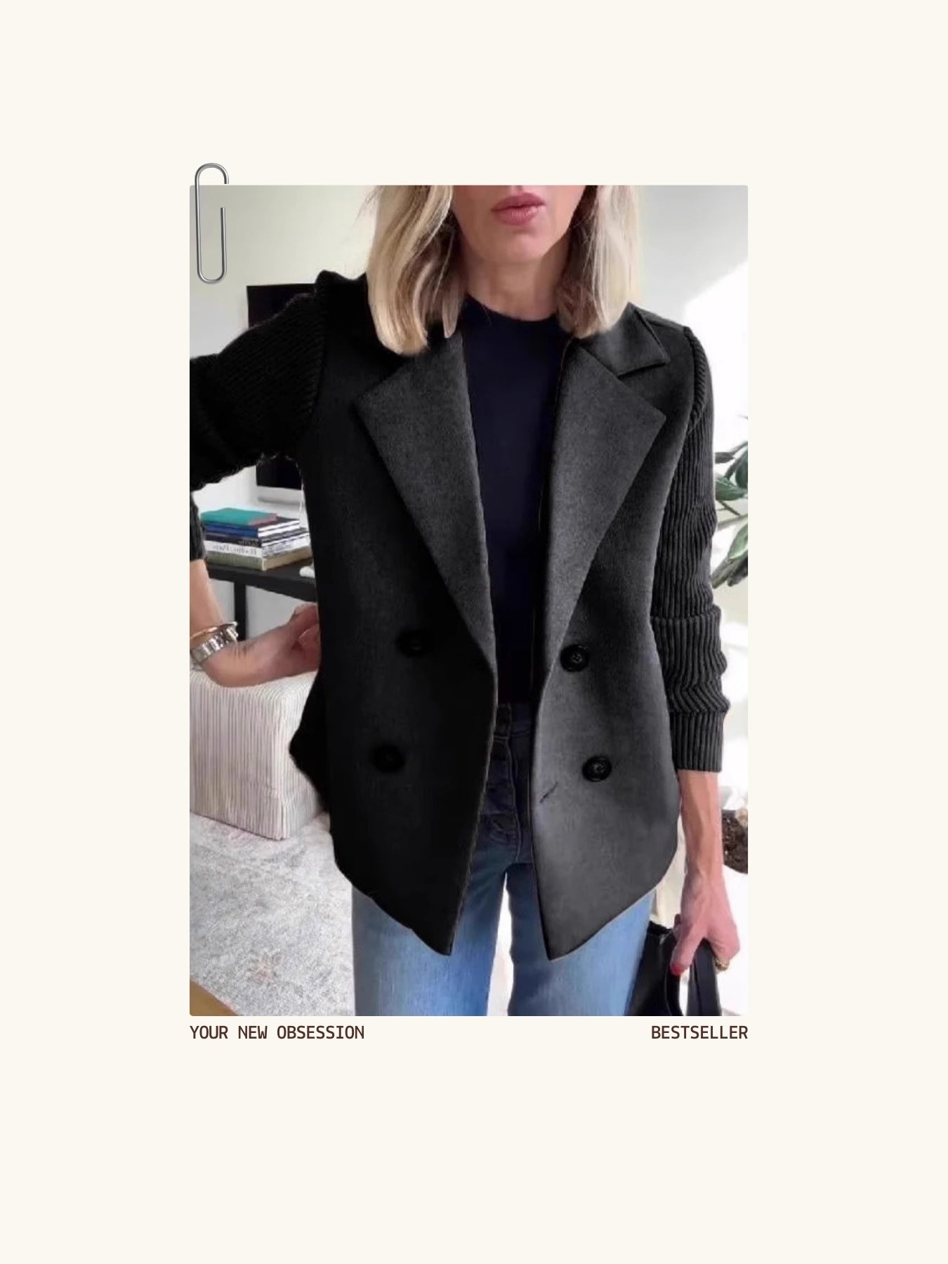 Ava Knit-Sleeve Wool Blazer