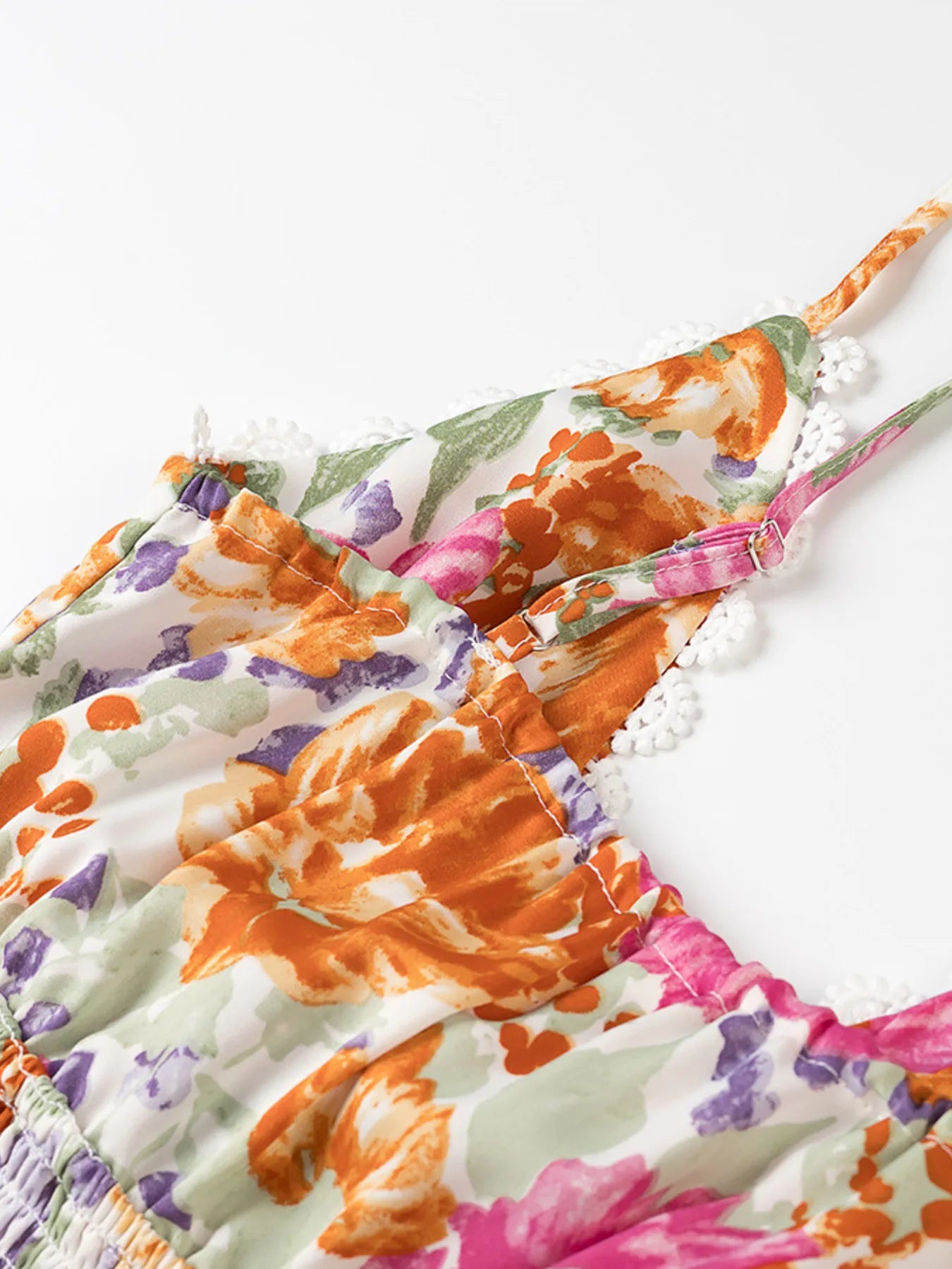 Floral Print Tie-Front Cami Dress with Lace Trim - Blushé Belle
