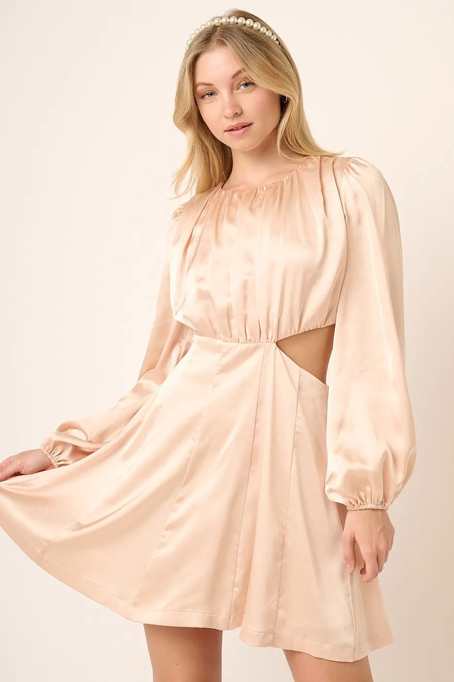 Mittoshop Satin Side Cutout Detail Mini Dress - Blushé Belle