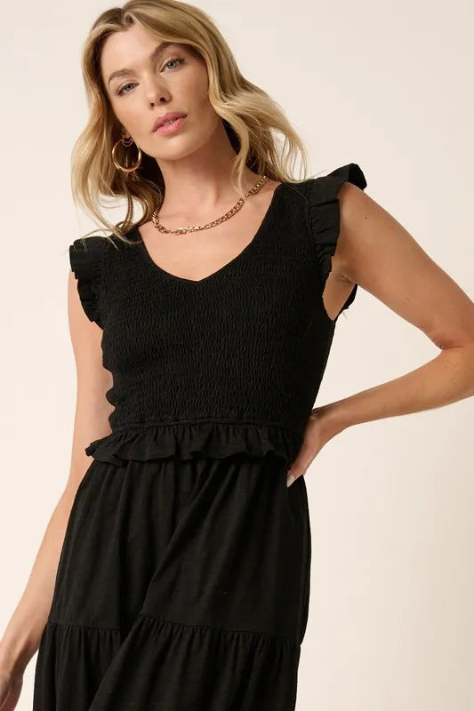 Mittoshop Smocked Ruffled Tiered Midi Dress - Blushé Belle