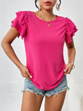 Round Neck Ruffle Sleeve T-Shirt - Blushé Belle