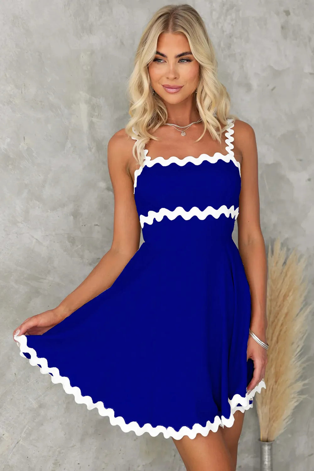 Contrast Trim Square Neck Mini Dress - Blushé Belle