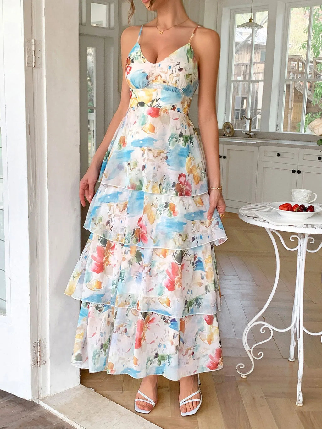 Floral Print Layered Maxi Cami Dress - Blushé Belle