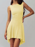 High-Low Round Neck Sleeveless Dress - Blushé Belle