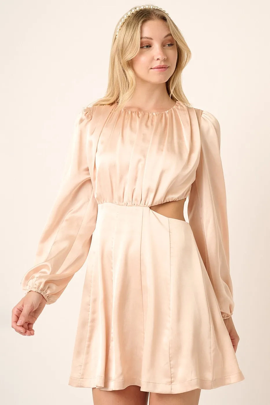 Mittoshop Satin Side Cutout Detail Mini Dress - Blushé Belle