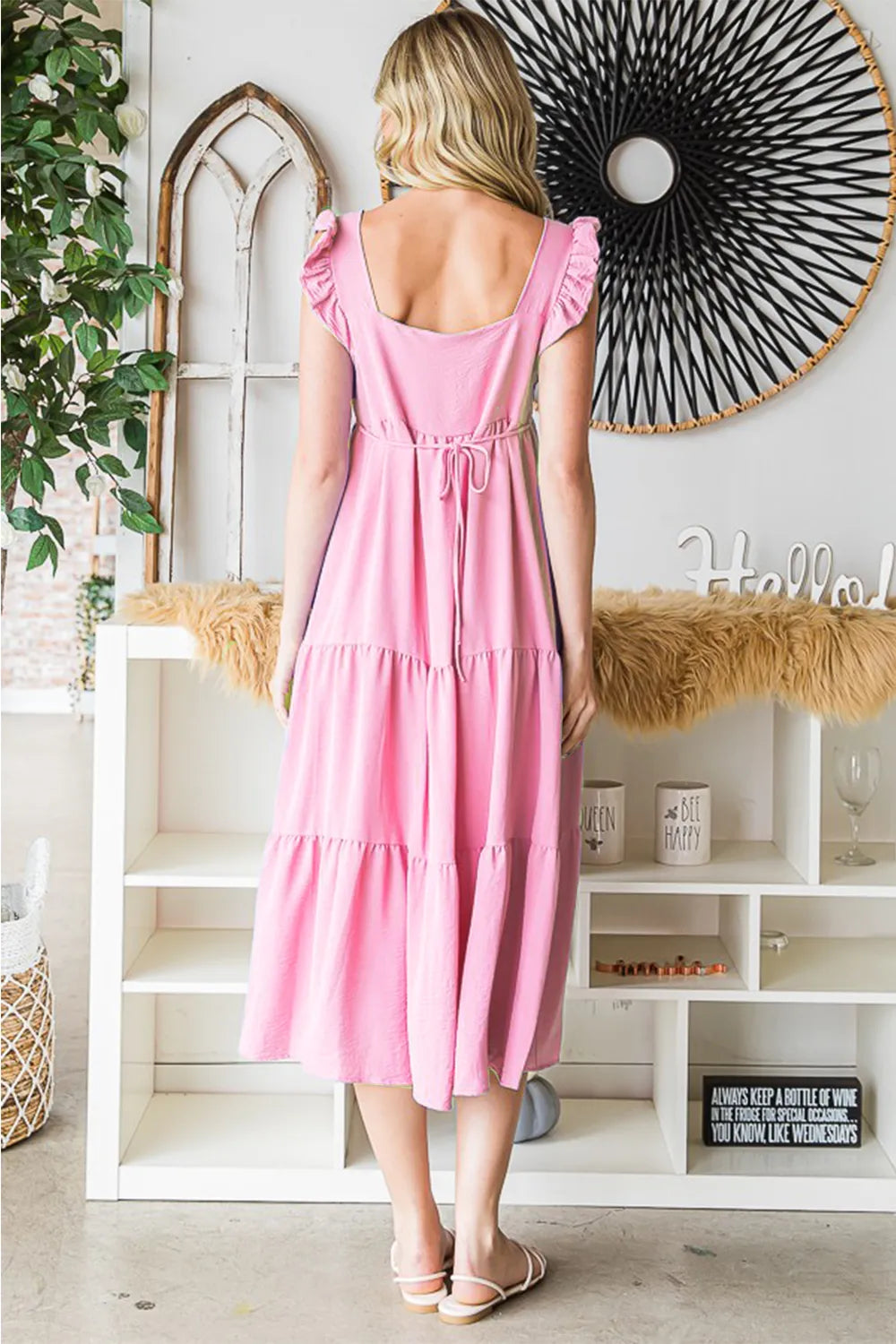 Reborn J Ruffled Sleeveless Tiered Midi Dress - Blushé Belle