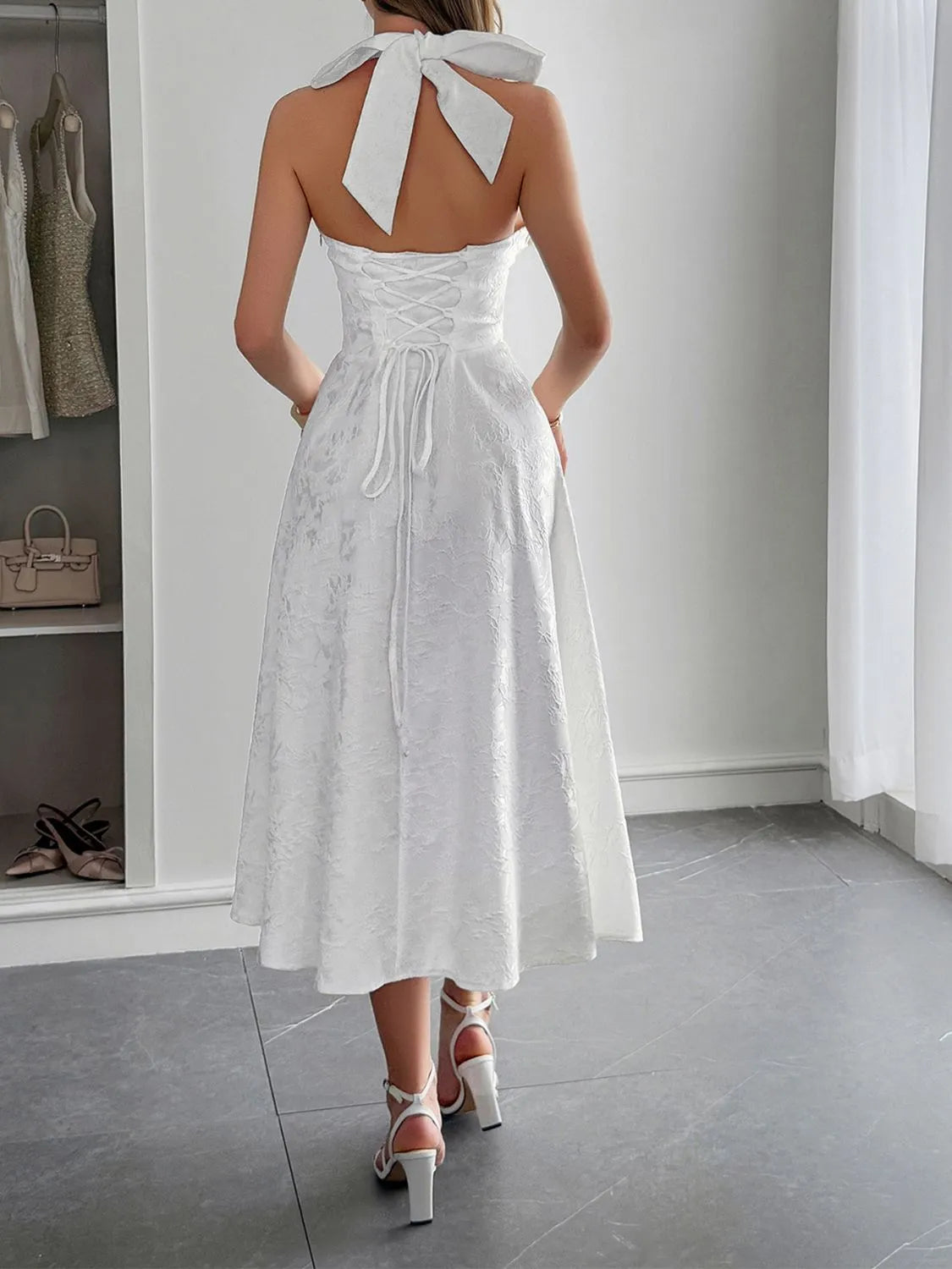 Halter Neck Midi Dress with Pockets - Blushé Belle