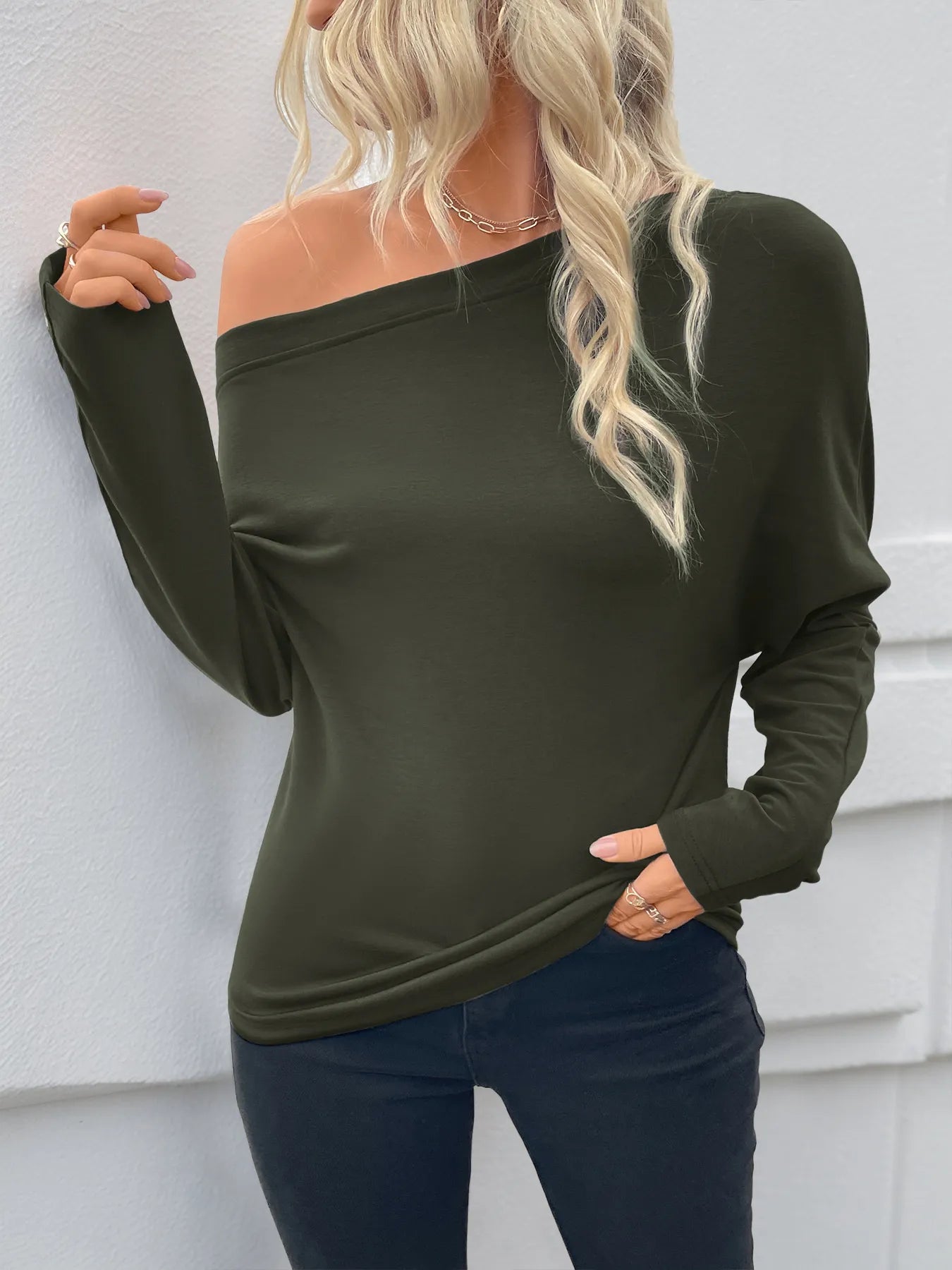 Single Shoulder Long Sleeve T-Shirt - Blushé Belle