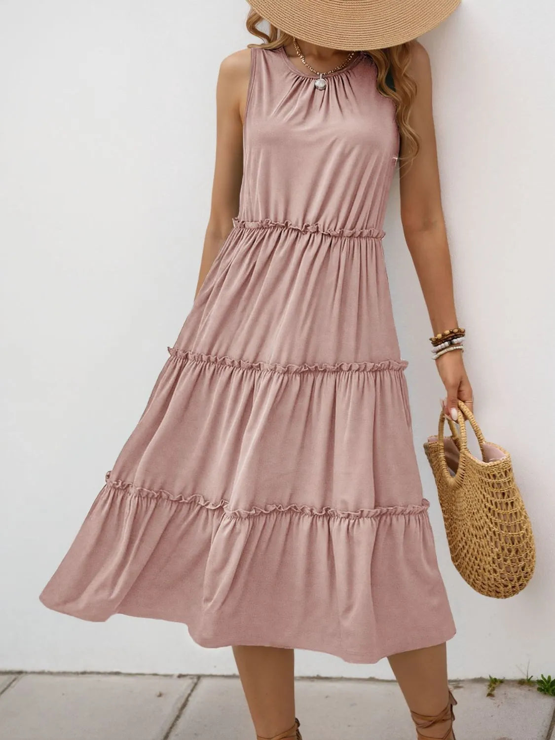 Frill Tiered Midi Dress - Blushé Belle