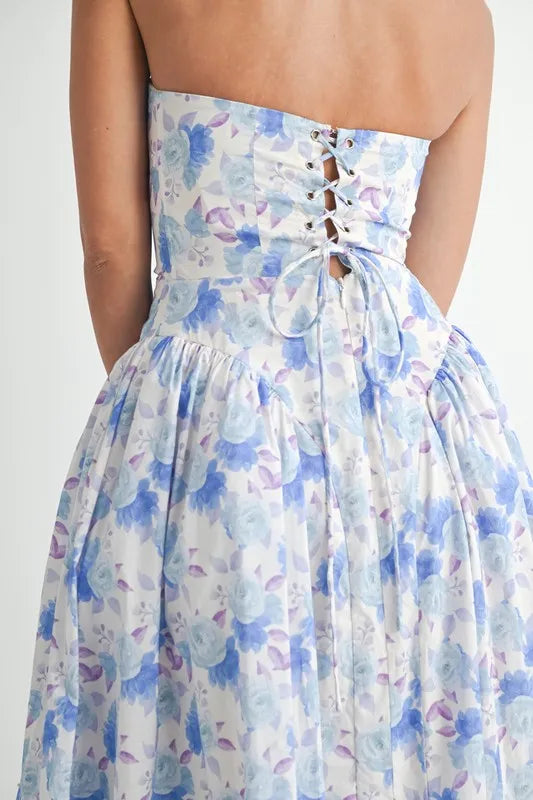 MABLE Sweetheart Neckline Floral Printed Midi Dress - Blushé Belle