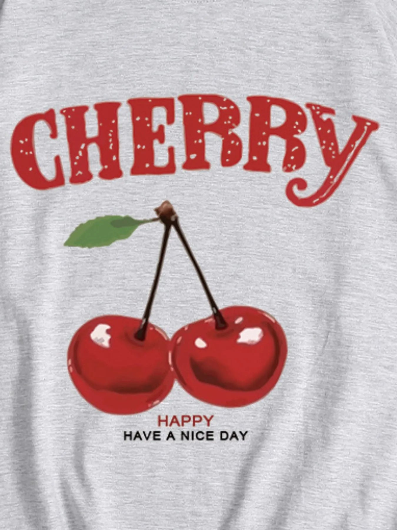 Plus Size Cherry Graphic Round Neck Short Sleeve T-Shirt - Blushé Belle