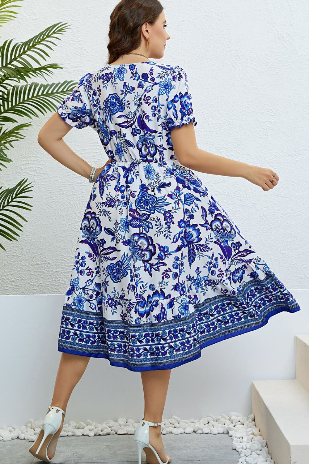Honey Floral Flounce Sleeve Surplice Dress - Blushé Belle