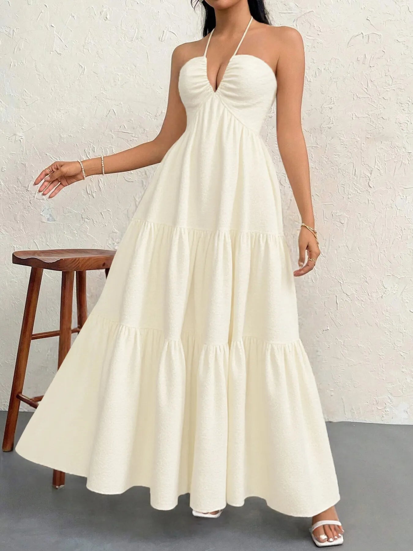 Halter Neck Tiered Maxi Dress - Blushé Belle