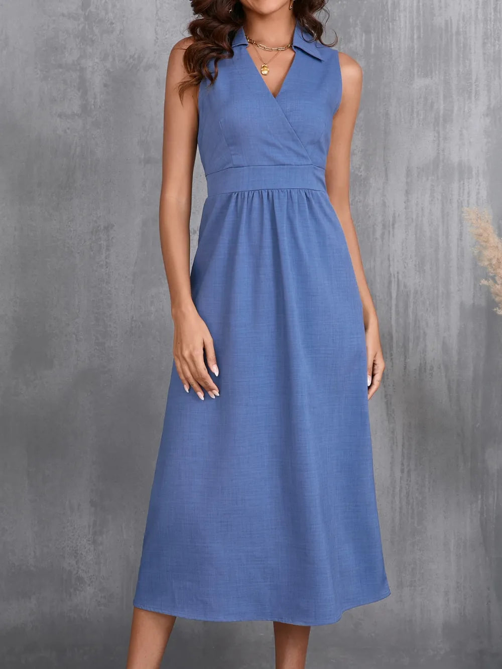 Ruched Sleeveless Midi Dress - Blushé Belle