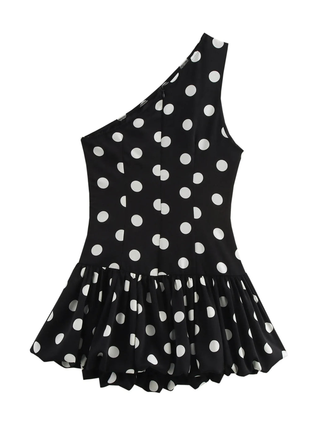 One-Shoulder Polka Dot Mini Dress - Blushé Belle