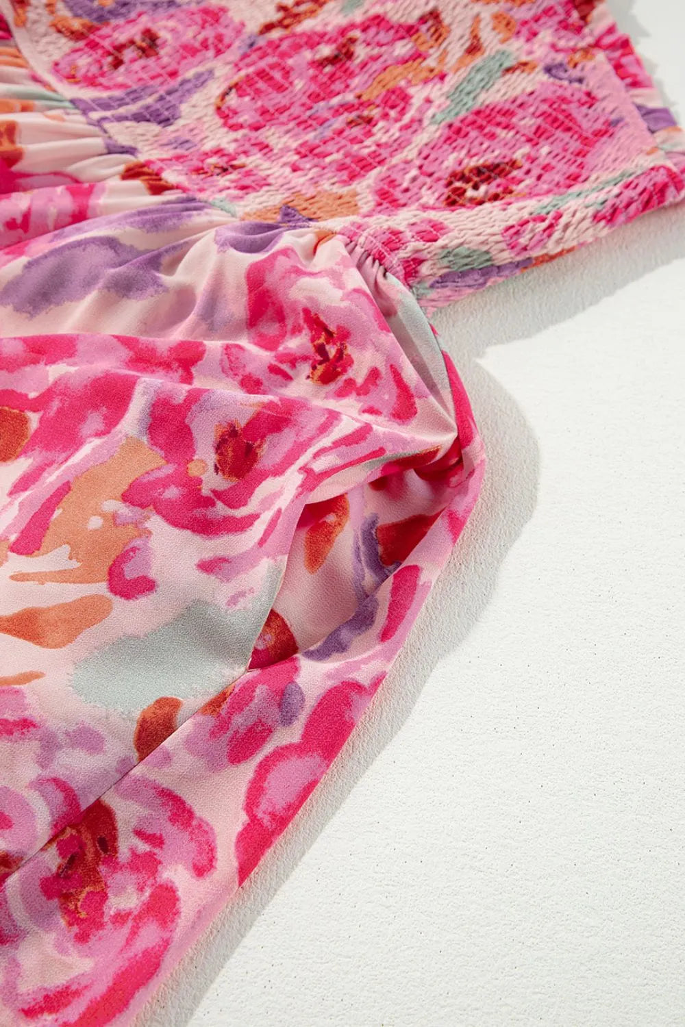 Floral Print Shirred One Shoulder Maxi Dress - Blushé Belle
