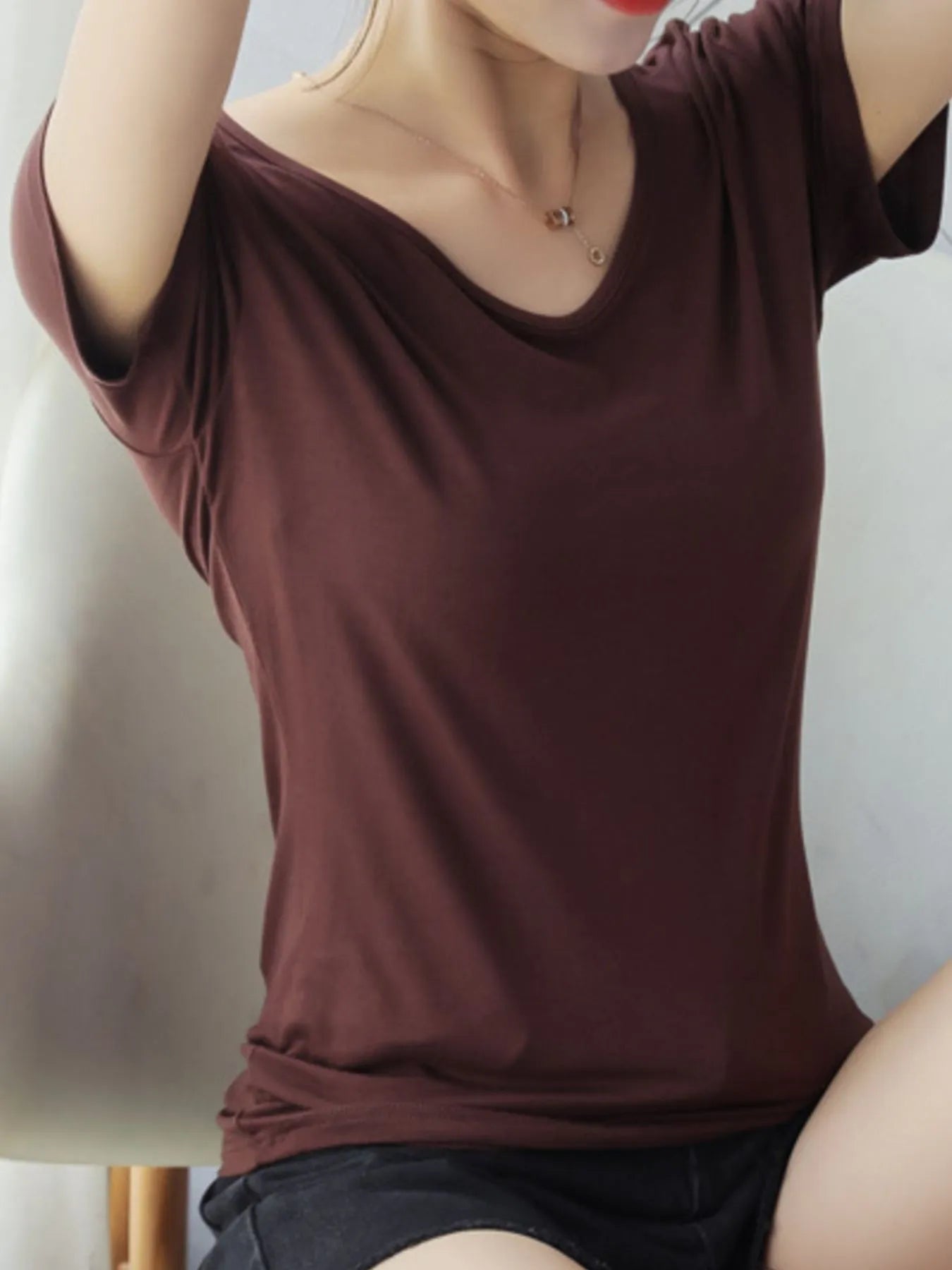 V-Neck Short Sleeve T-Shirt - Blushé Belle