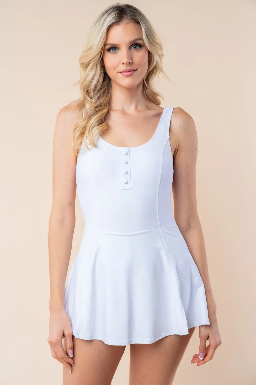 White Birch Sleeveless Performance Knit Swim Dress - Blushé Belle