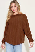 Basic Bae Full Size Ribbed Round Neck Long Sleeve T-Shirt - Blushé Belle