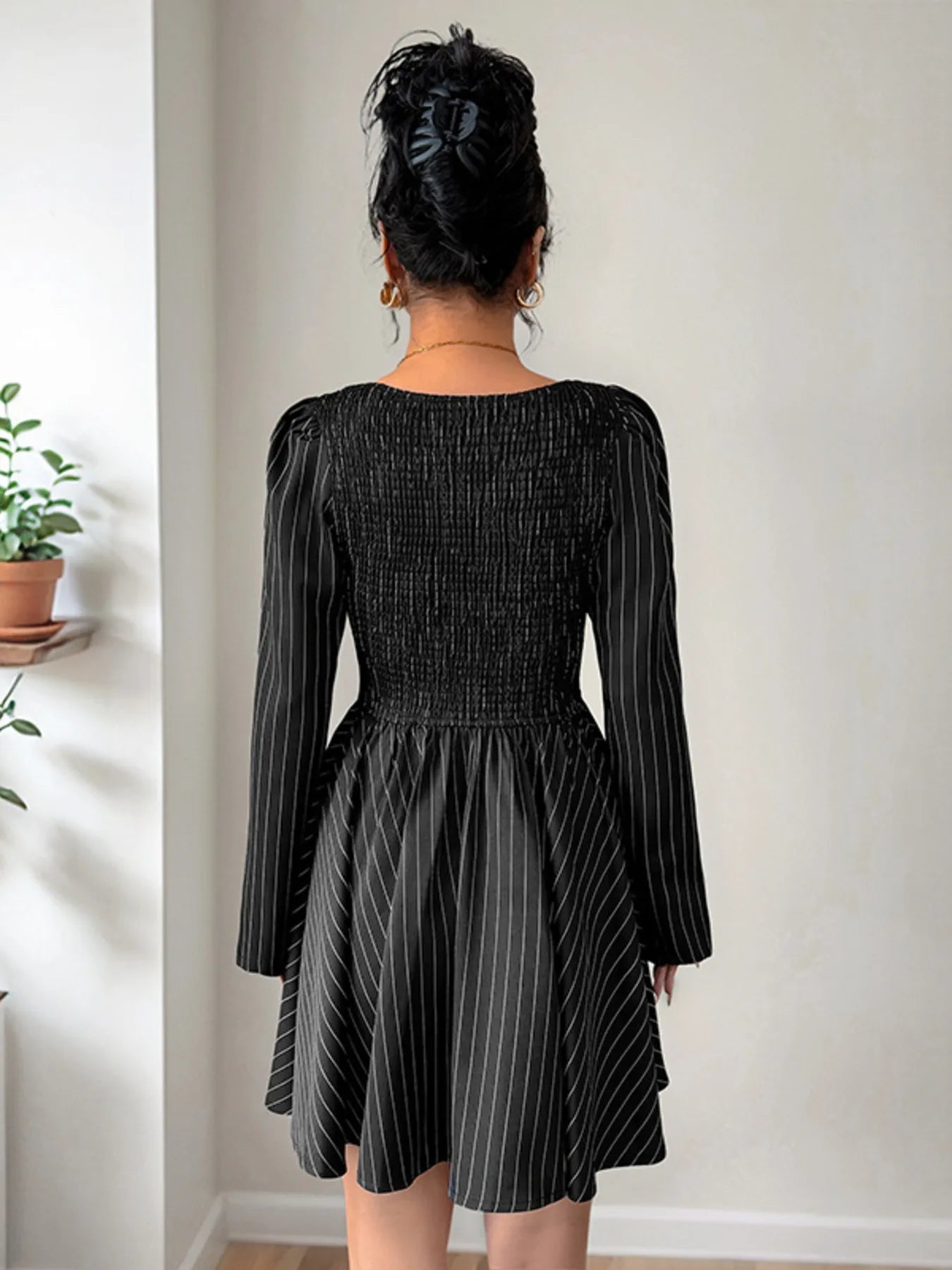 Striped Long Sleeve Mini Dress - Blushé Belle
