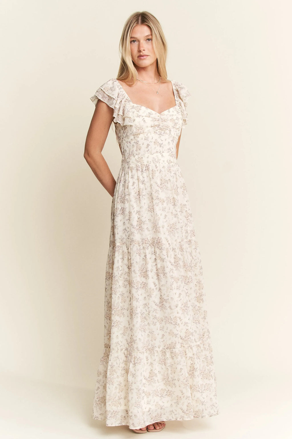 Jade By Jane Full Size Ruffle Sleeve Tiered Maxi Dress Plus Size - Blushé Belle