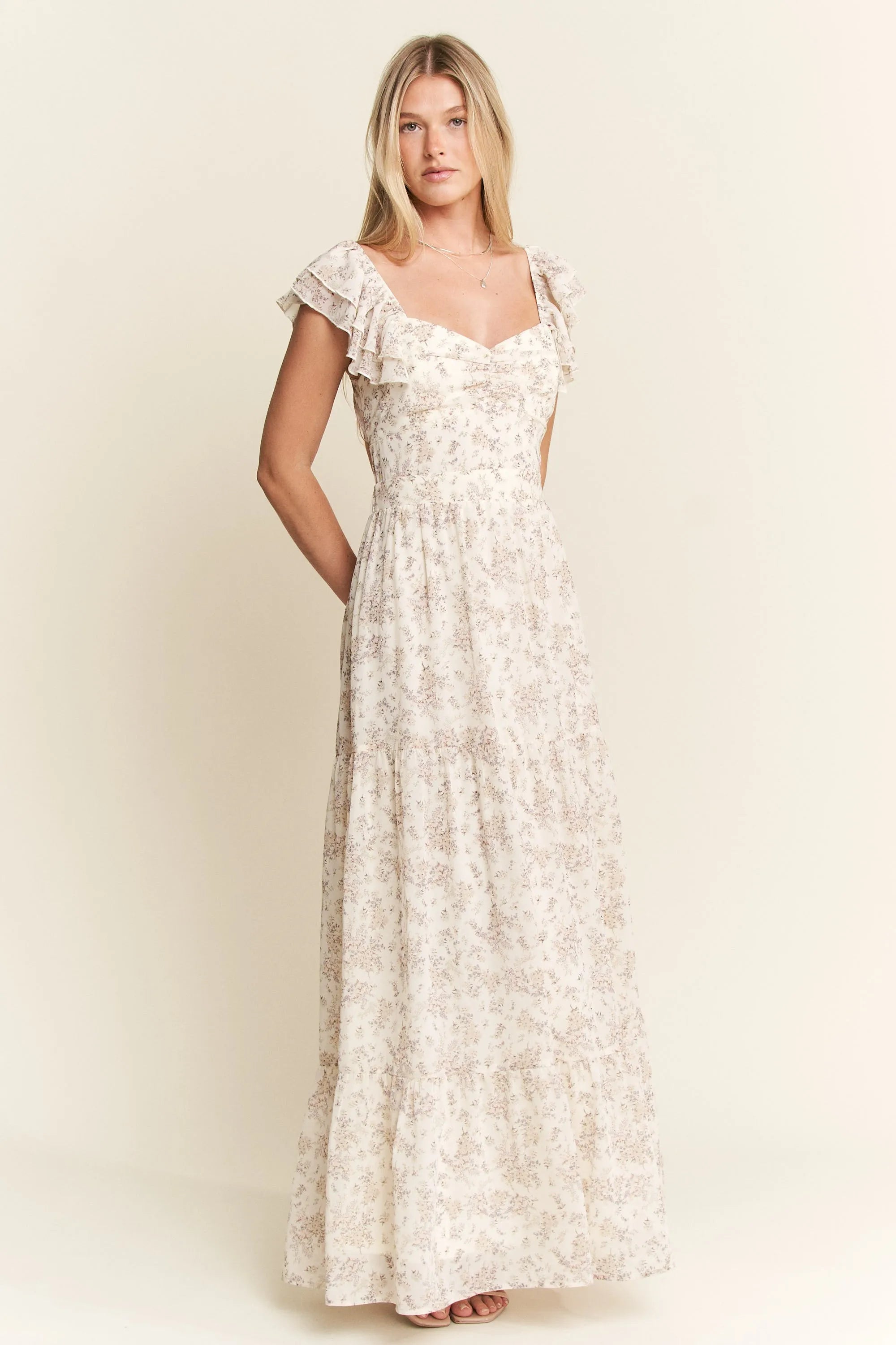 Jade By Jane Full Size Ruffle Sleeve Tiered Maxi Dress Plus Size - Blushé Belle