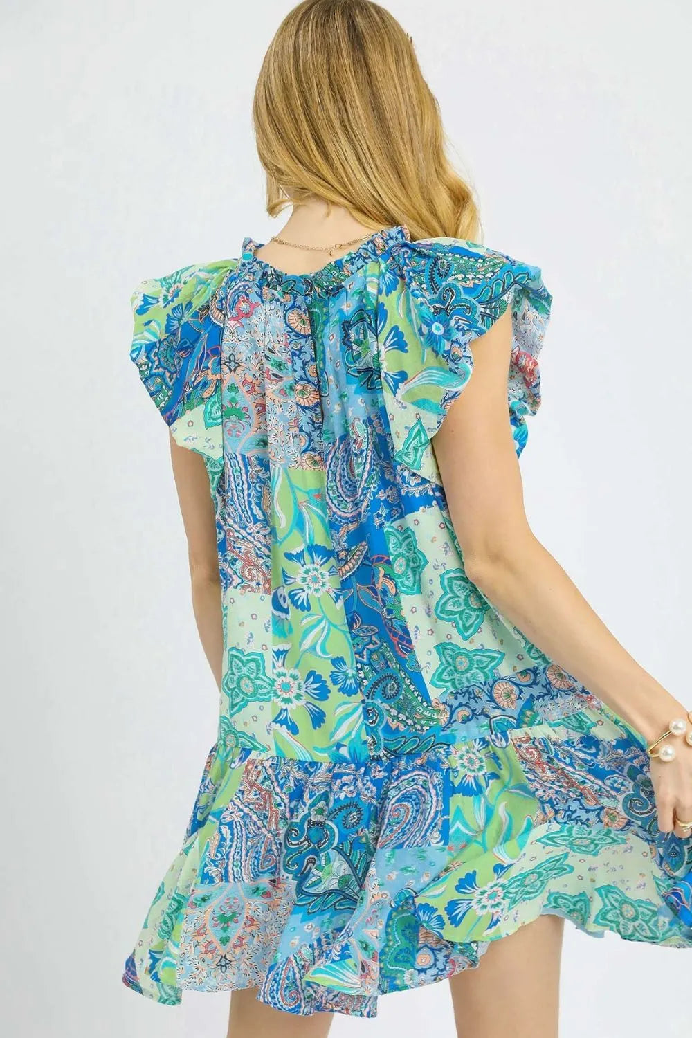 Umgee Printed Ruffle Cap Sleeve Mini Dress - Blushé Belle