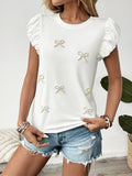 Pearl Bow Puff Sleeve T-Shirt - Blushé Belle