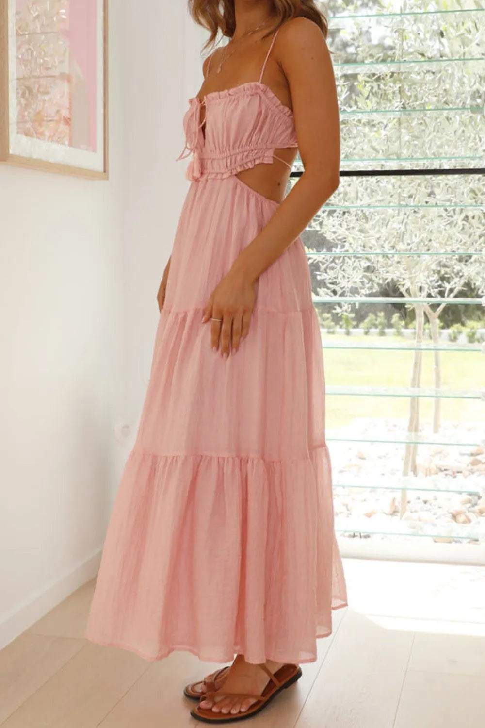Cutout Square Neck Midi Cami Dress - Blushé Belle