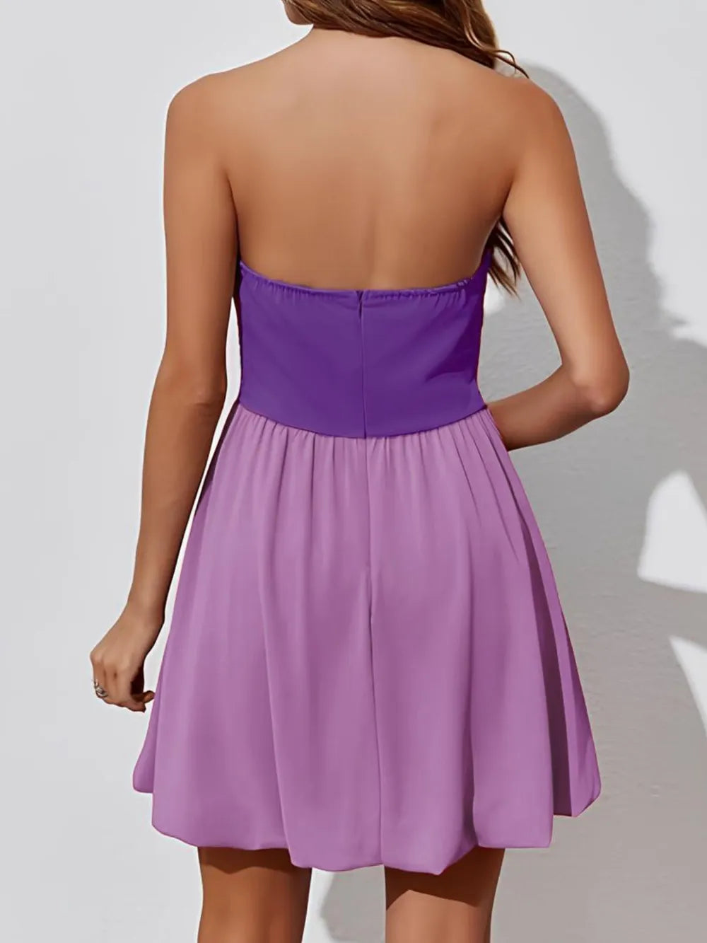 Ruched Two-Tone Tube Mini Dress - Blushé Belle