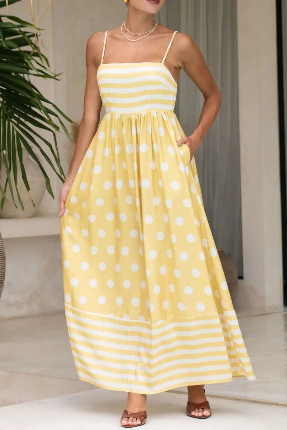 Polka Dot Square Neck Cami Dress - Blushé Belle
